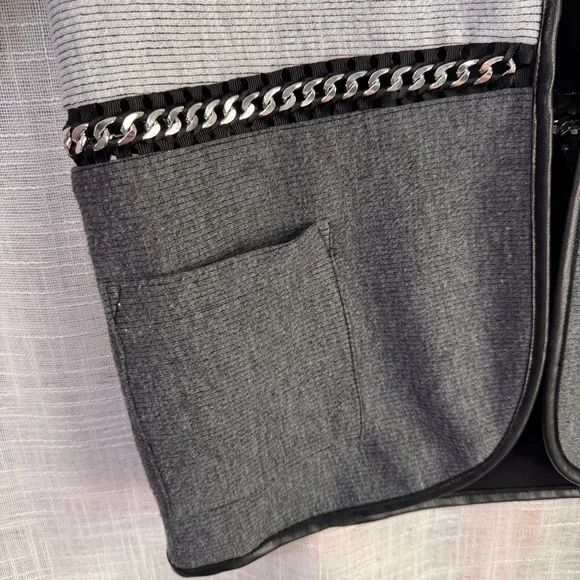 Joseph Ribkoff Gray Pockets Two-Tone Sweater Blazer Chain Detail Jacket Size M - Picture 6 of 7